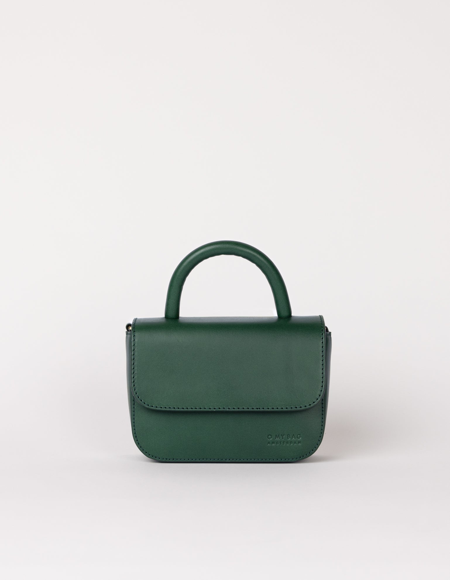 Front product image of Audrey Mini pine green classic leather crossbody bag