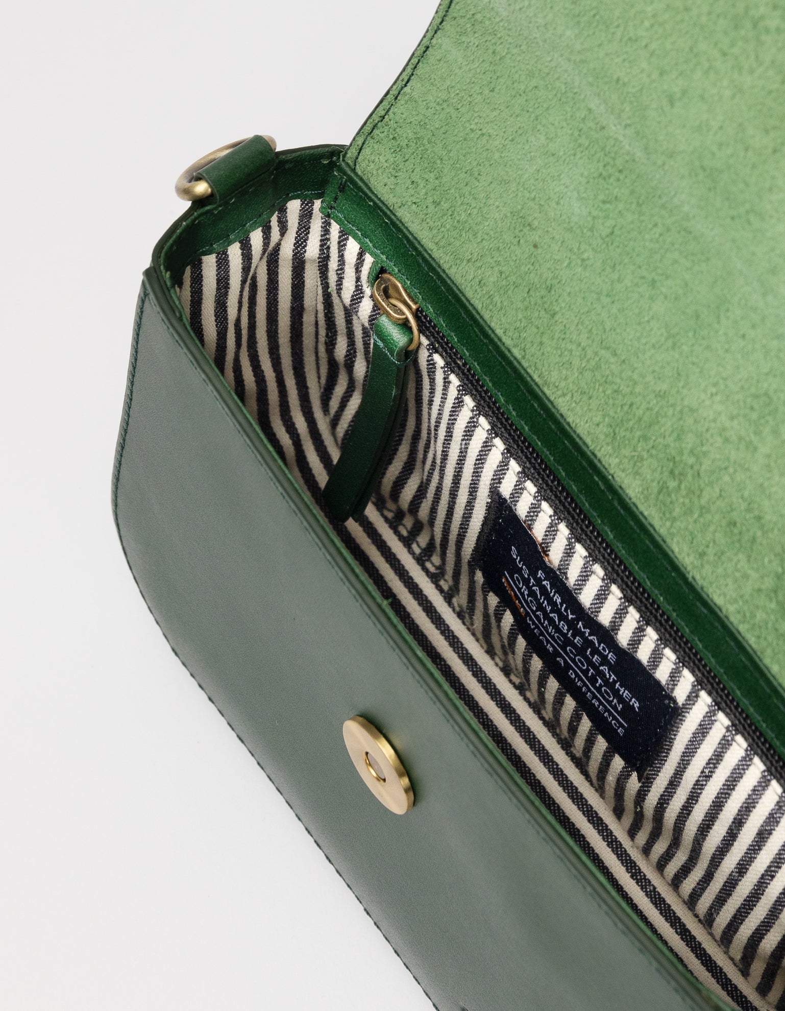 Inside product image of Audrey Mini pine green classic leather crossbody bag