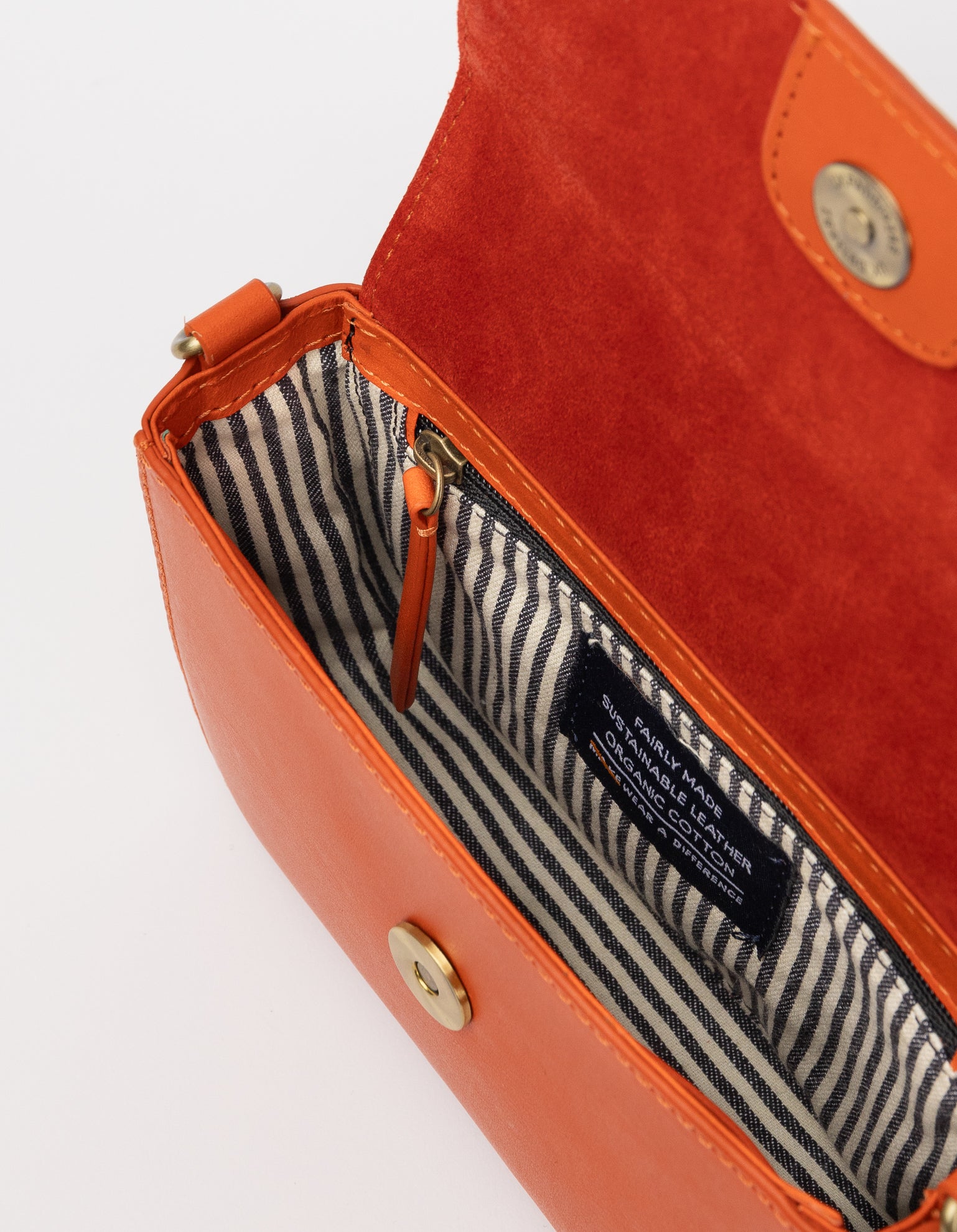 Inside product image of Audrey Mini tangerine classic leather crossbody bag