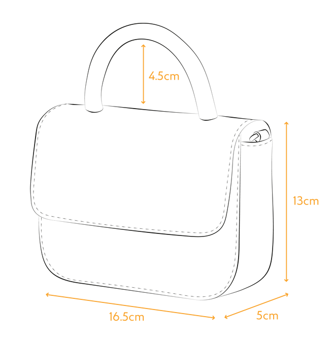 Specifications image with dimensions of Nano bag