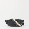 Niko Bum Bag w/Webbing Strap Striped - Black Soft Grain Leather
