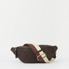 Niko Bum Bag w/Webbing Strap Striped - Chocolate Soft Grain Leather
