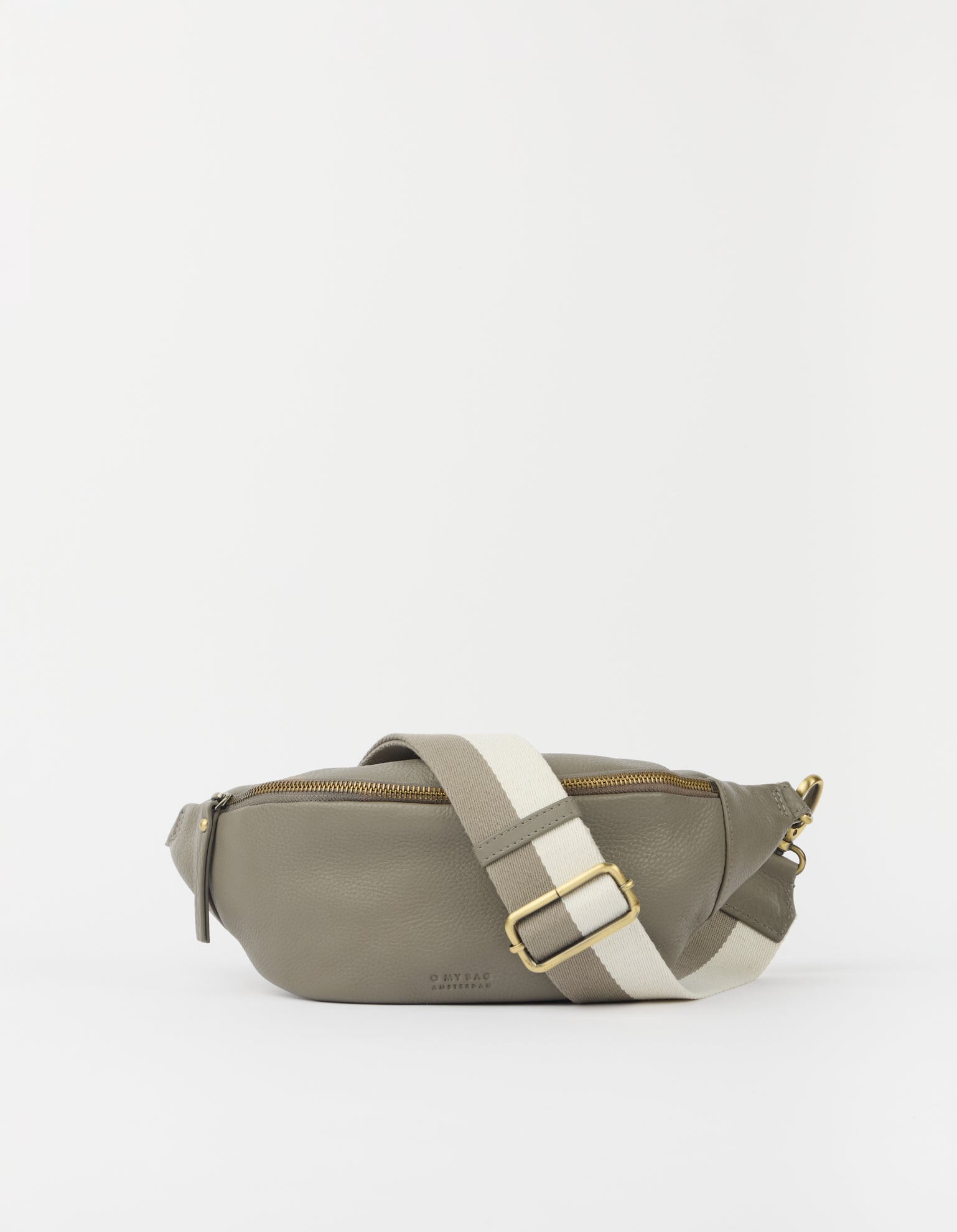 Niko Bum Bag w/Webbing Strap Striped - Clay Soft Grain Leather