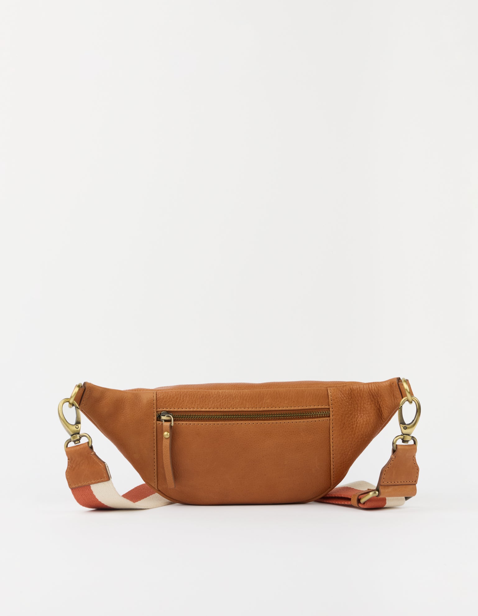 Niko Bum Bag w/Webbing Strap Striped - Wild Oak Soft Grain Leather