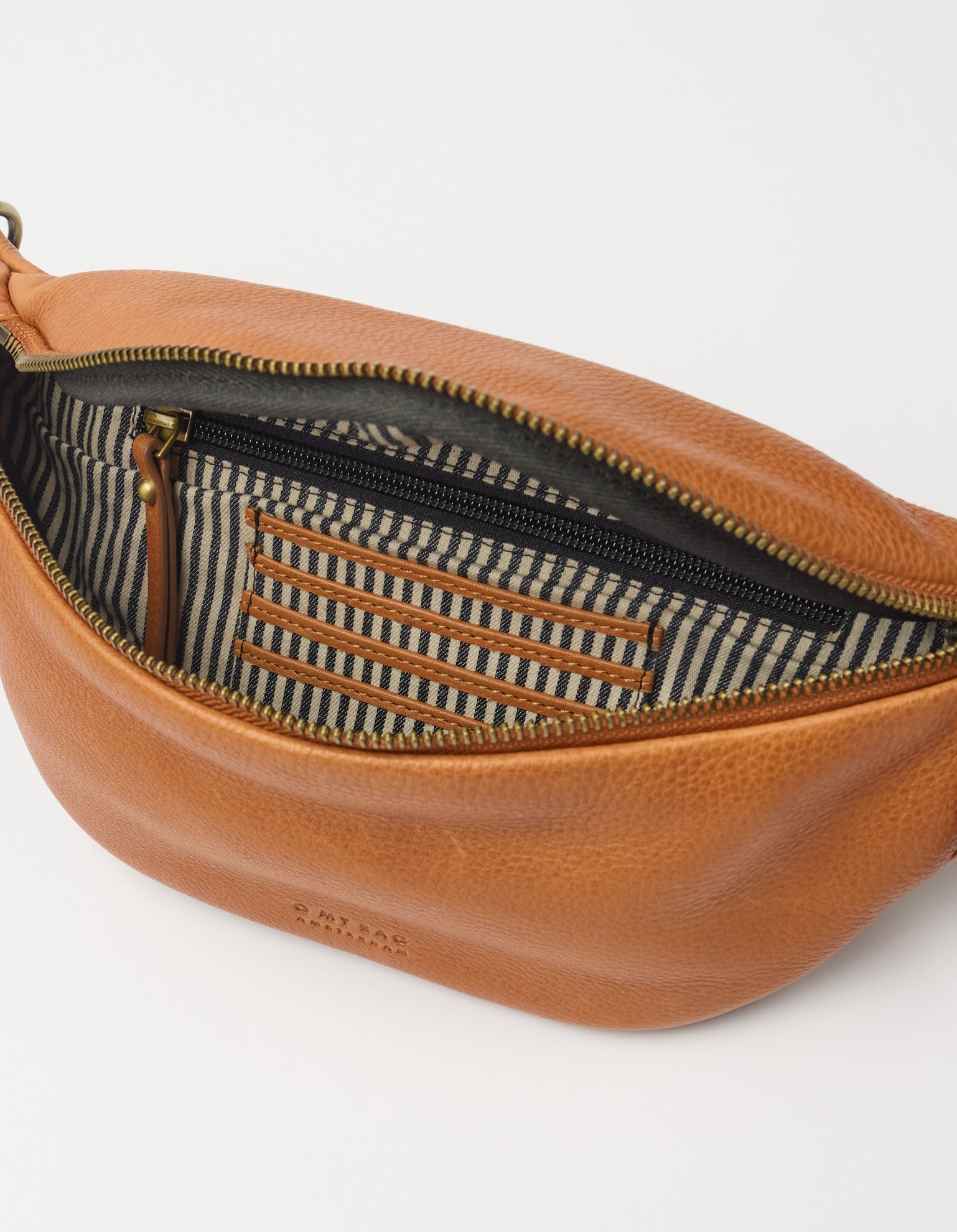 Niko Bum Bag w/Webbing Strap Striped - Wild Oak Soft Grain Leather