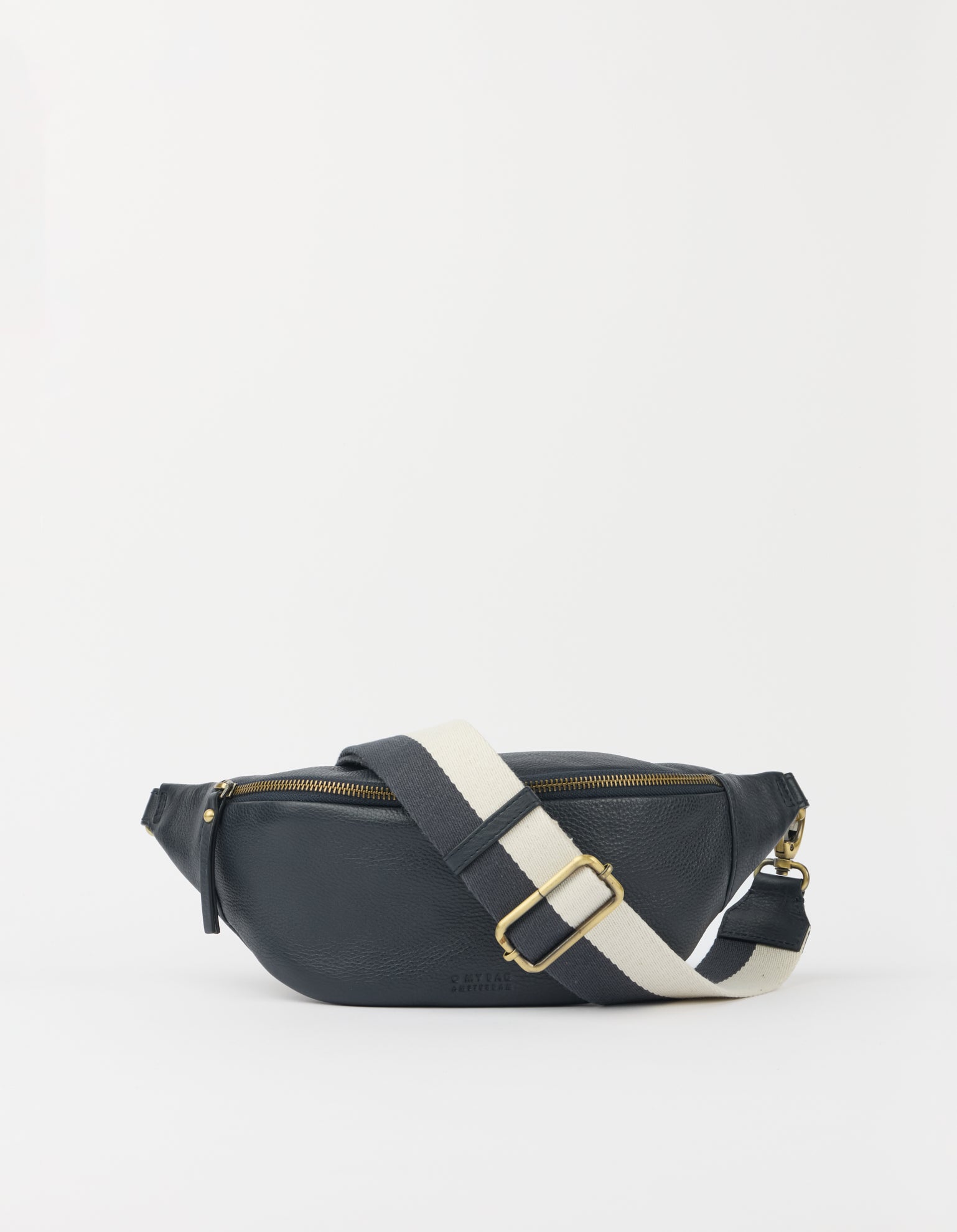 Niko Bum Bag w/Webbing Strap Striped - Universe Blue Soft Grain Leather