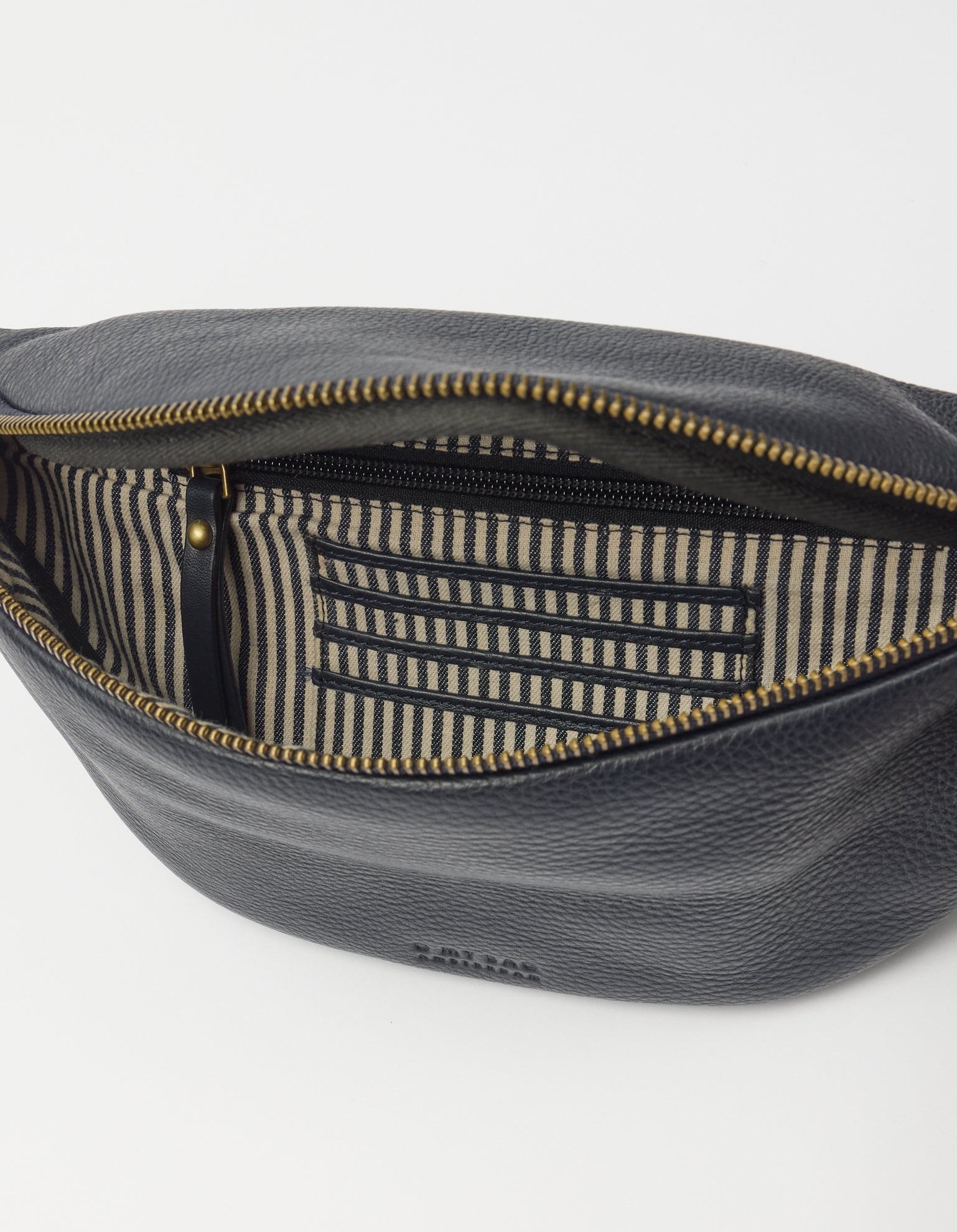 Niko Bum Bag w/Webbing Strap Striped - Universe Blue Soft Grain Leather