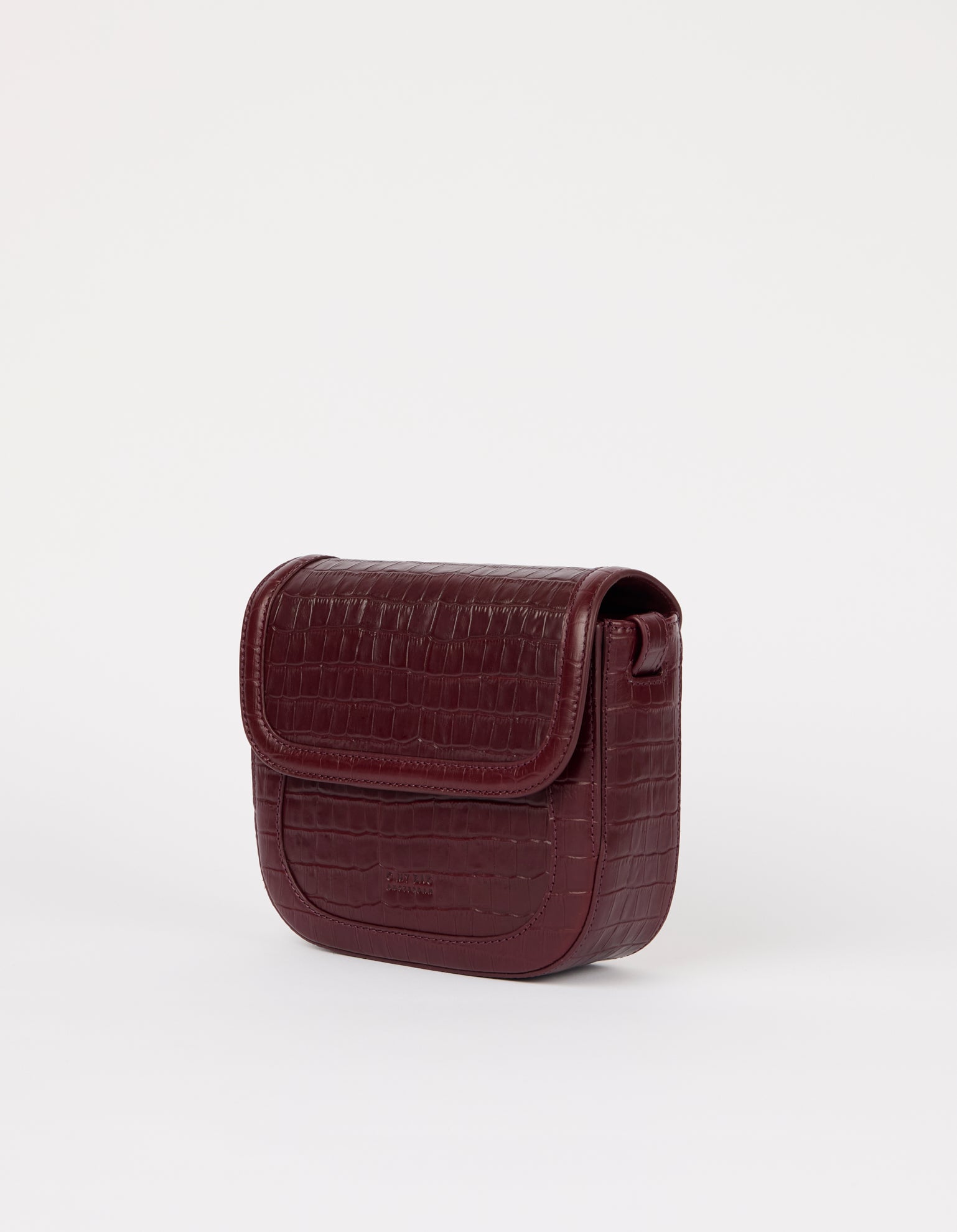 Nina - Dark Cherry Croco Print Leather