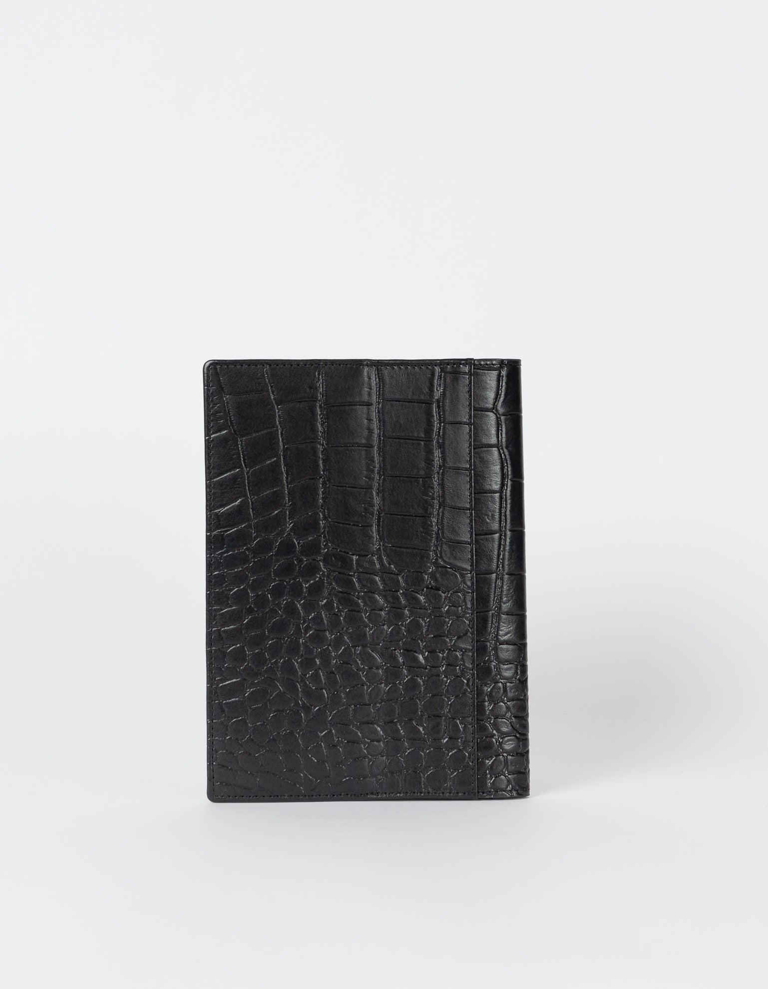 Notebook Black Croco Classic Leather. Medium sized notepad cover. Back product image.