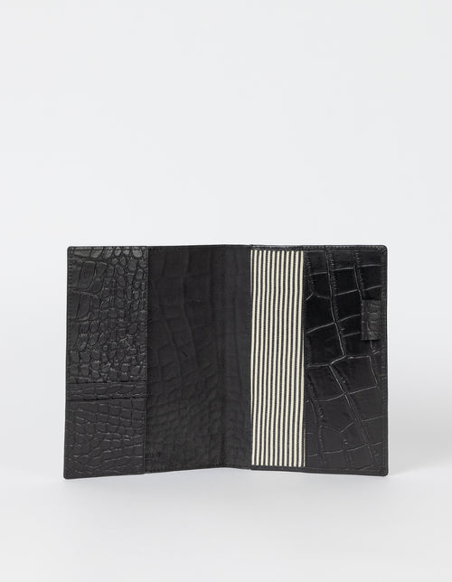 Notebook Black Croco Classic Leather. Medium sized notepad cover. Inside product image.