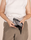 Black Ollie Leather Wallet - Model image inside wallet