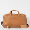 Otis Weekender Camel Hunter Leather. Large travel bag for men. Front product image.