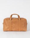 Otis Weekender Camel Hunter Leather. Large travel bag for men. Front product image.