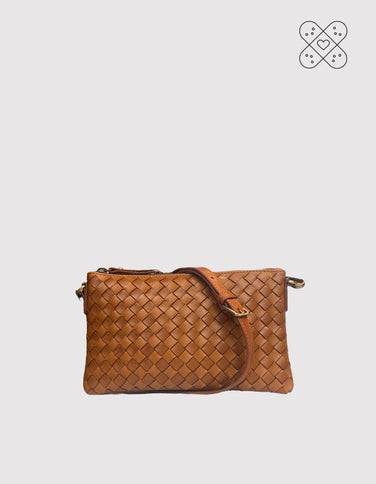 Perfectly Imperfect Lexi - Cognac Woven Classic Leather