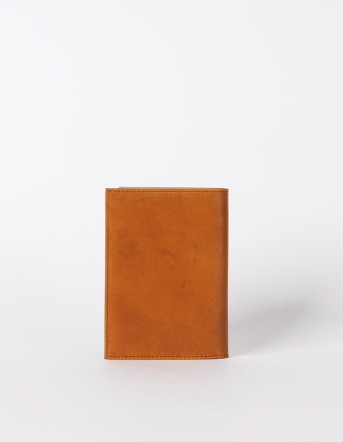 Passport Holder Cognac Classic Leather. Small rectangular passport holder for travelling. Back product image.