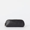Large Pencil Case Black Classic Leather. Zipper Leather pencil case. Front product image.