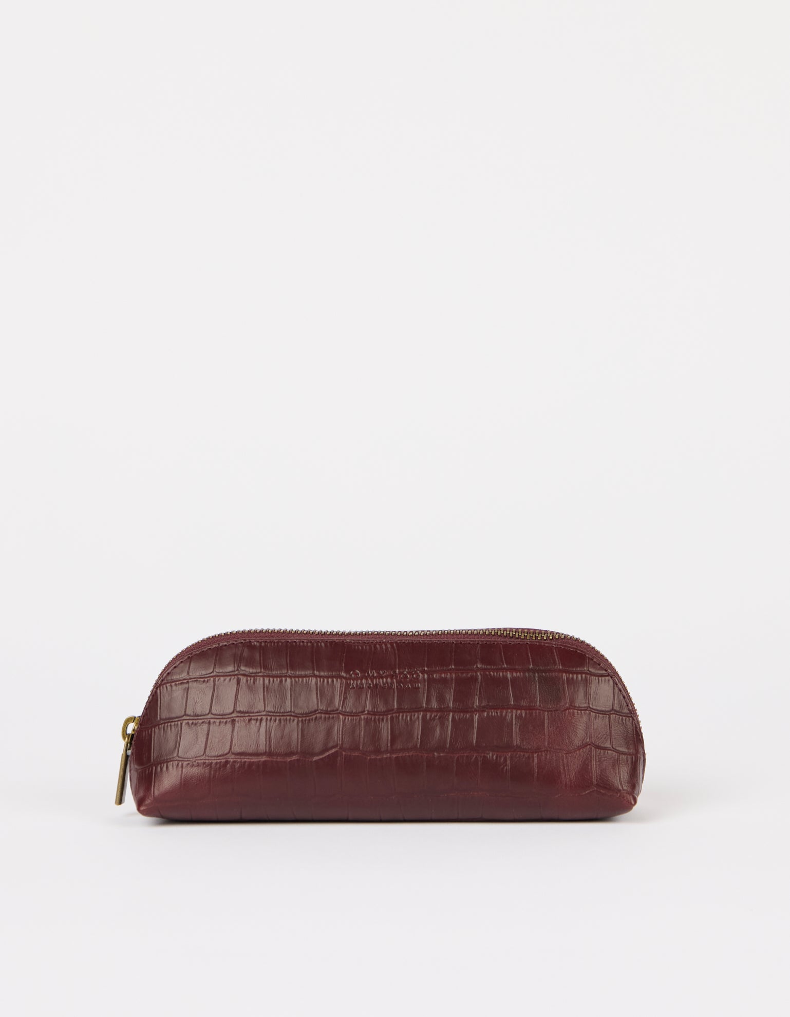 Pennenetui Groot - Kersenrood Croco Print Leer