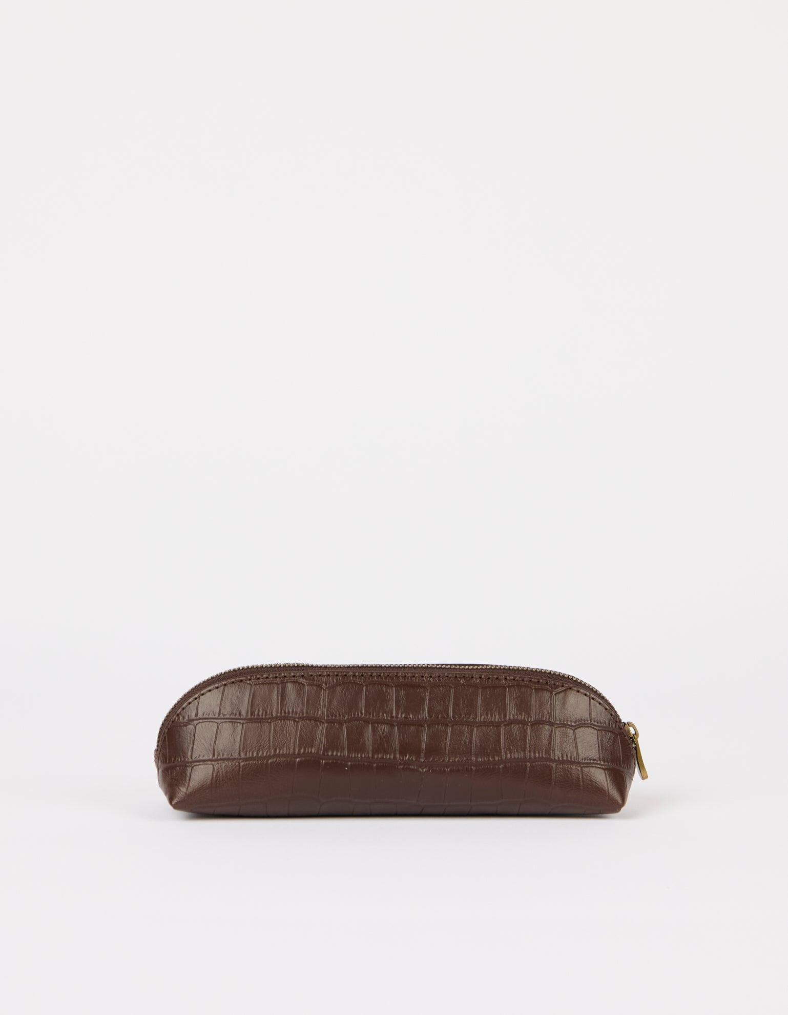 Pennenetui - Chocoladebruin Croco Print Leer