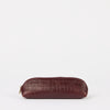 Pencil Case Small - Dark Cherry Croco Print Leather
