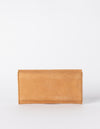 Pixie Pouch Camel Hunter Leather. Rectangular shaped fold over wallet. Back product image.