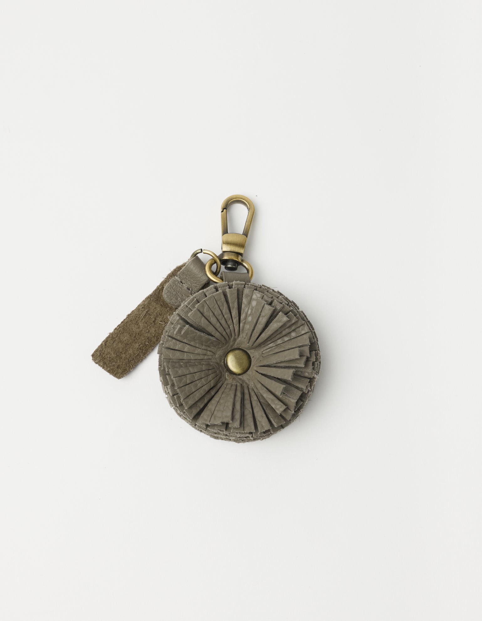 Bag Charm Pom Pom - Clay Soft Grain Leather