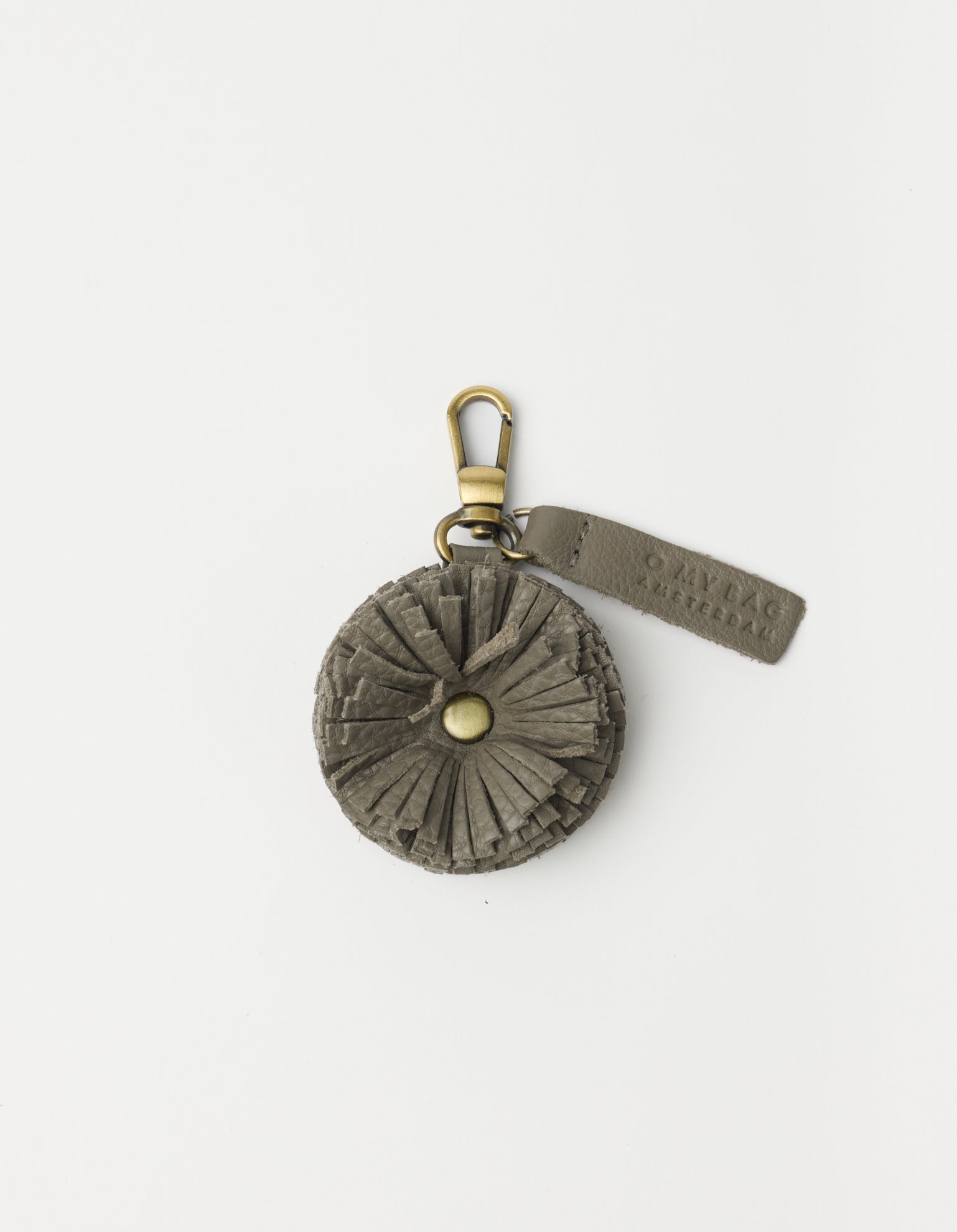 Bag Charm Pom Pom - Clay Soft Grain Leather