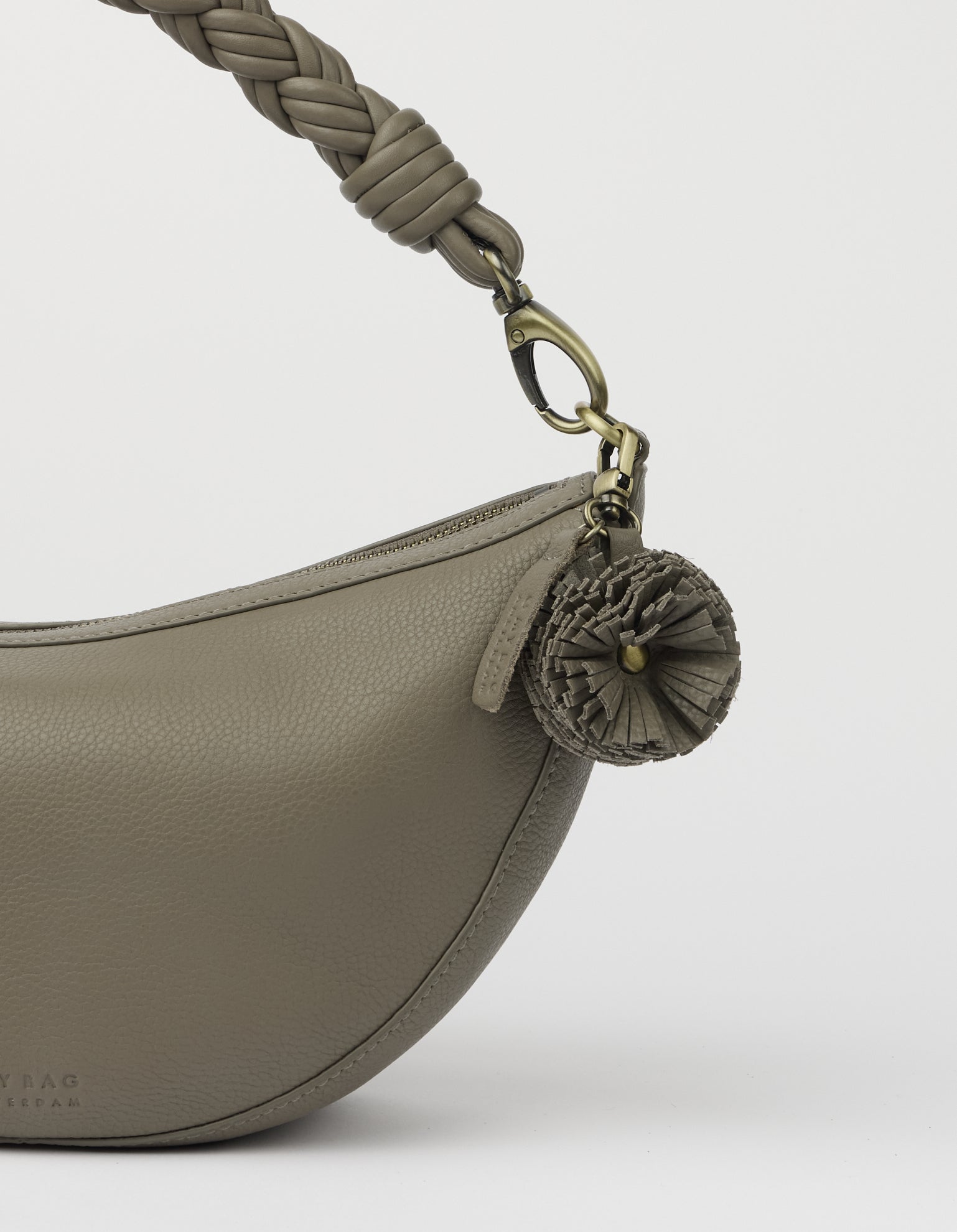 Bag Charm Pom Pom - Clay Soft Grain Leather