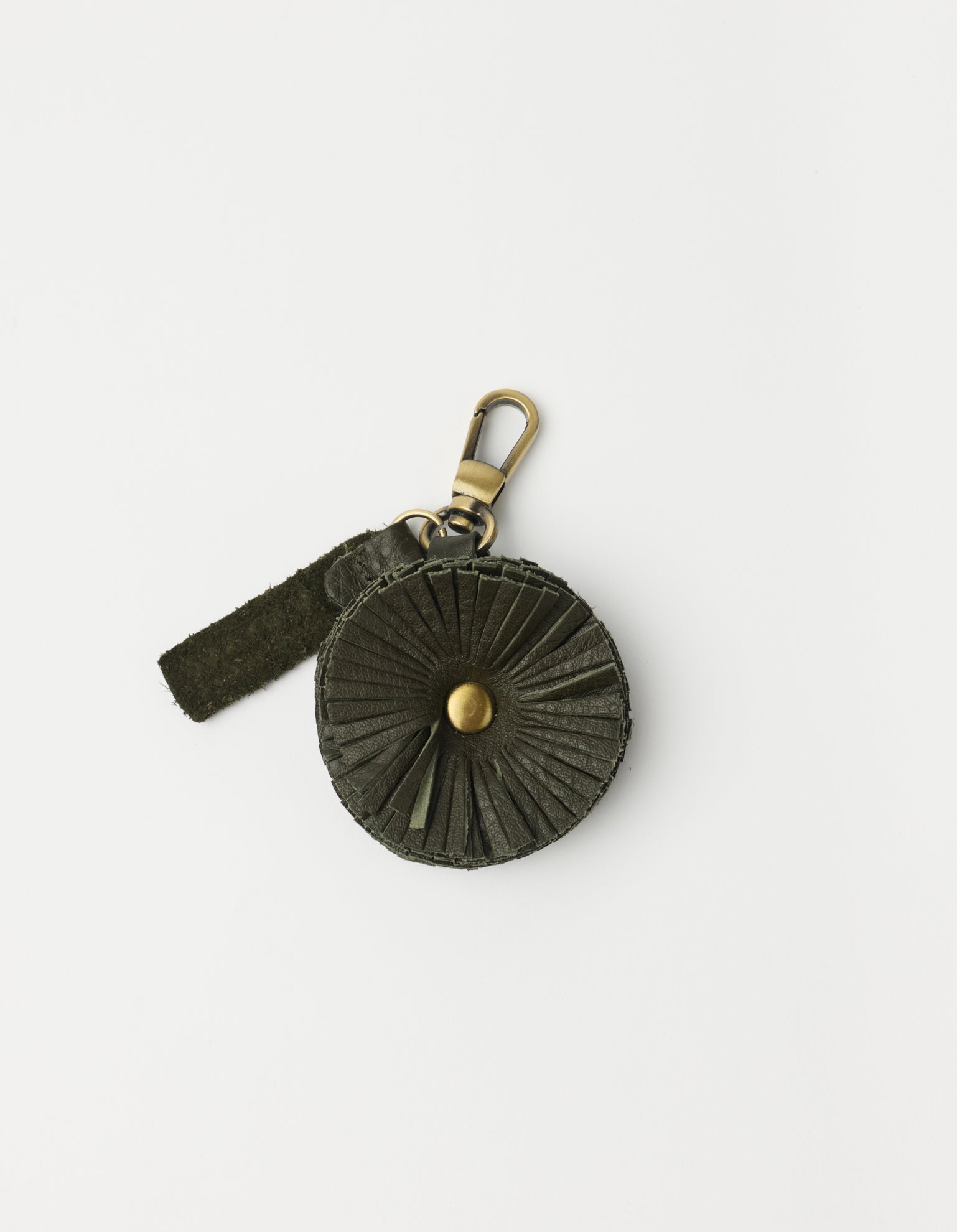 Bag Charm Pom Pom - Moss Soft Grain Leather