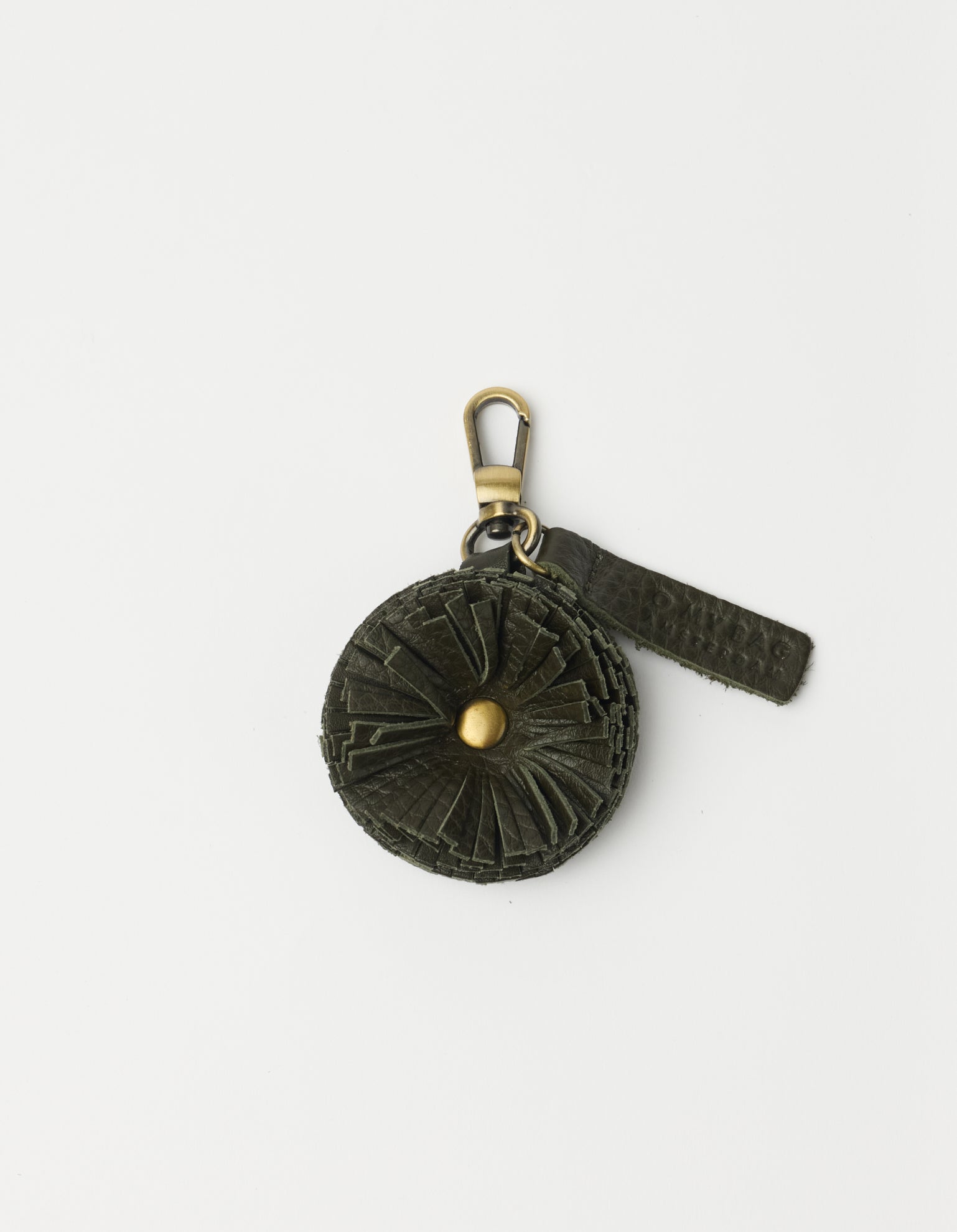 Bag Charm Pom Pom - Moss Soft Grain Leather