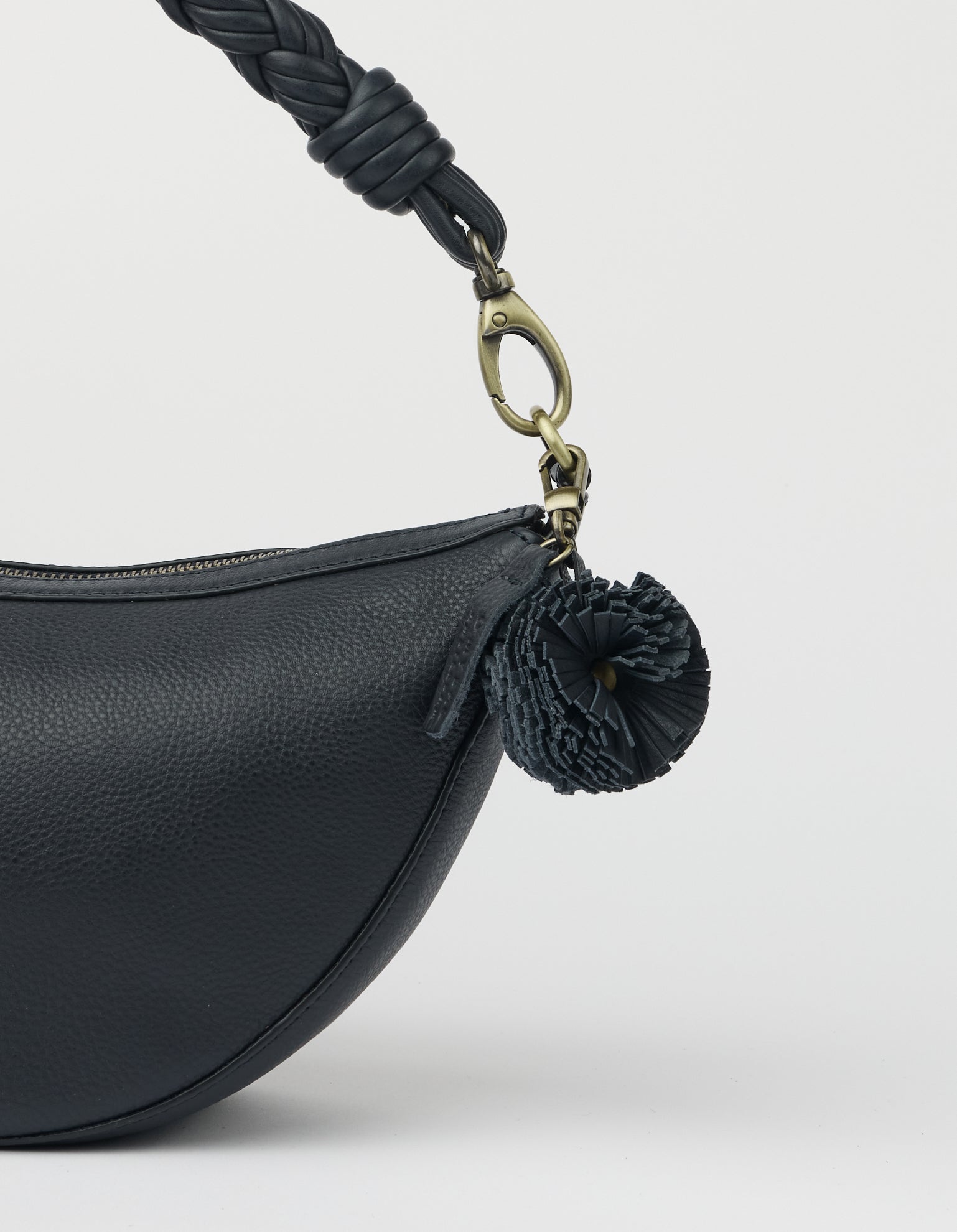 Bag Charm Pom Pom - Universe Blue Soft Grain Leather