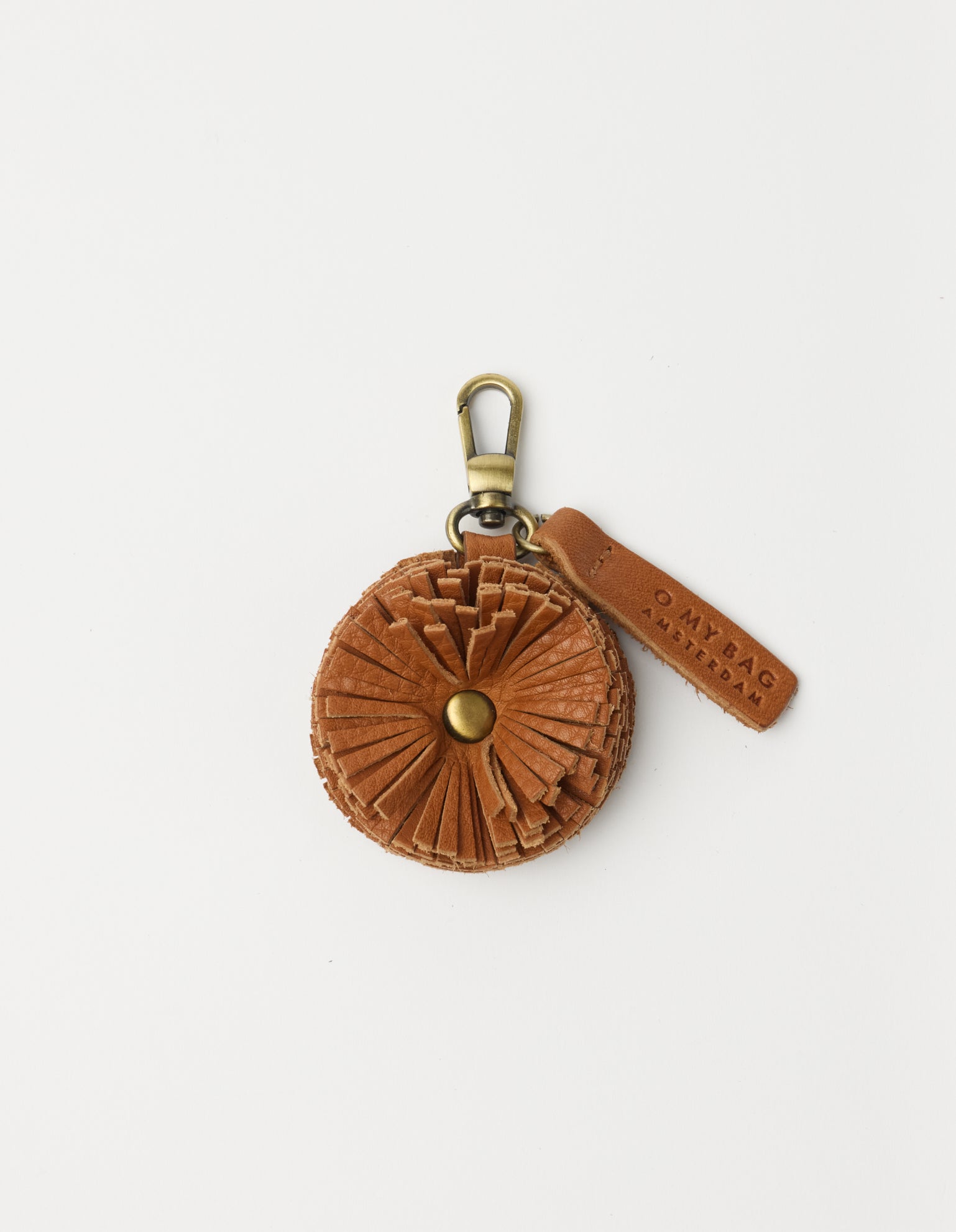 Bag Charm Pom Pom - Wild Oak Soft Grain Leather