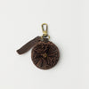 Bag Charm Pom Pom - Chocolate Soft Grain Leather