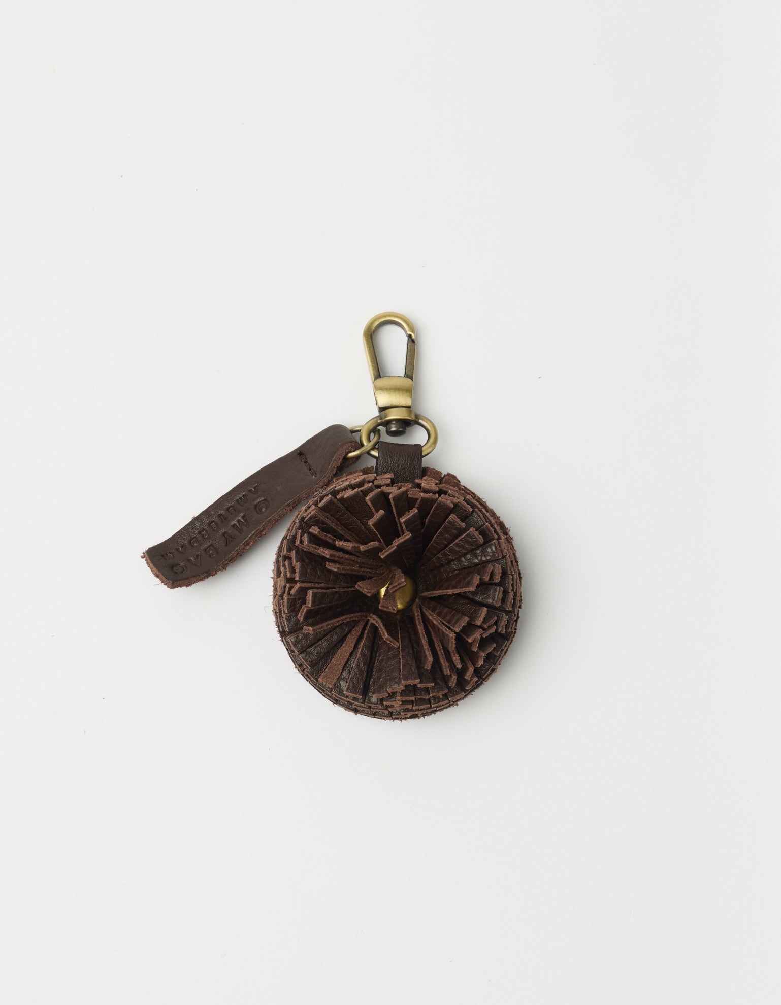 Bag Charm Pom Pom - Chocolate Soft Grain Leather