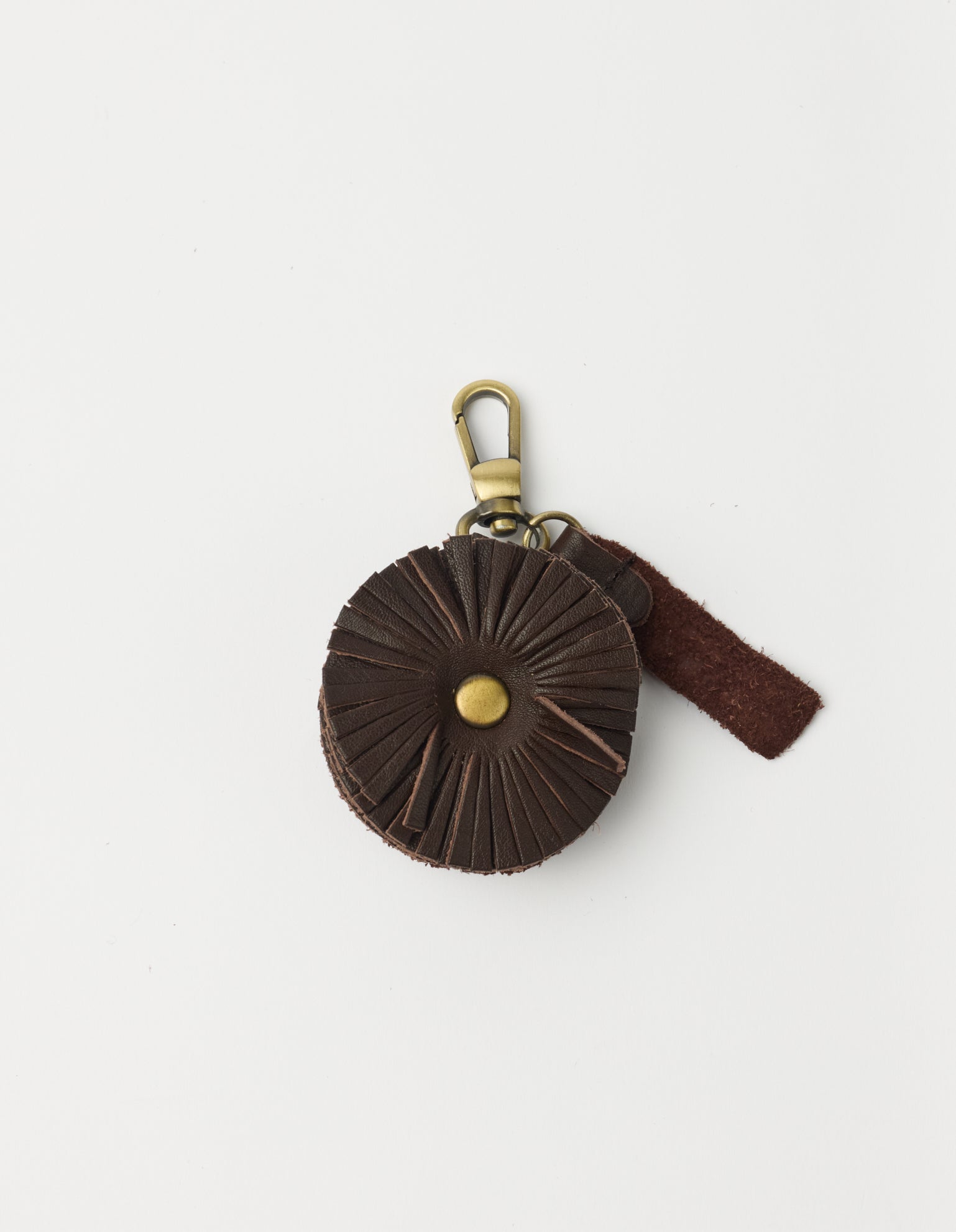 Bag Charm Pom Pom - Chocolate Soft Grain Leather