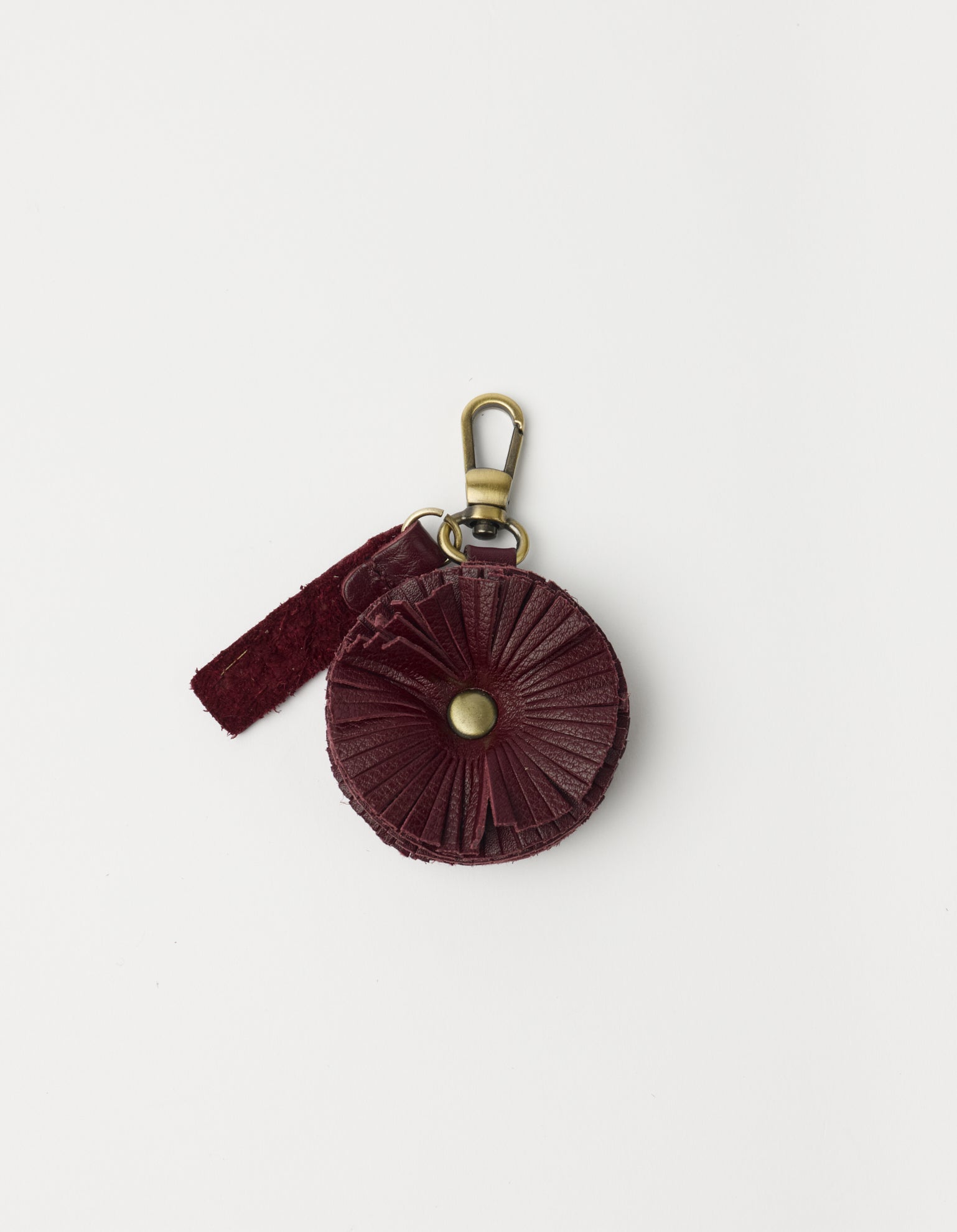 Bag Charm Pom Pom - Dark Cherry Soft Grain Leather
