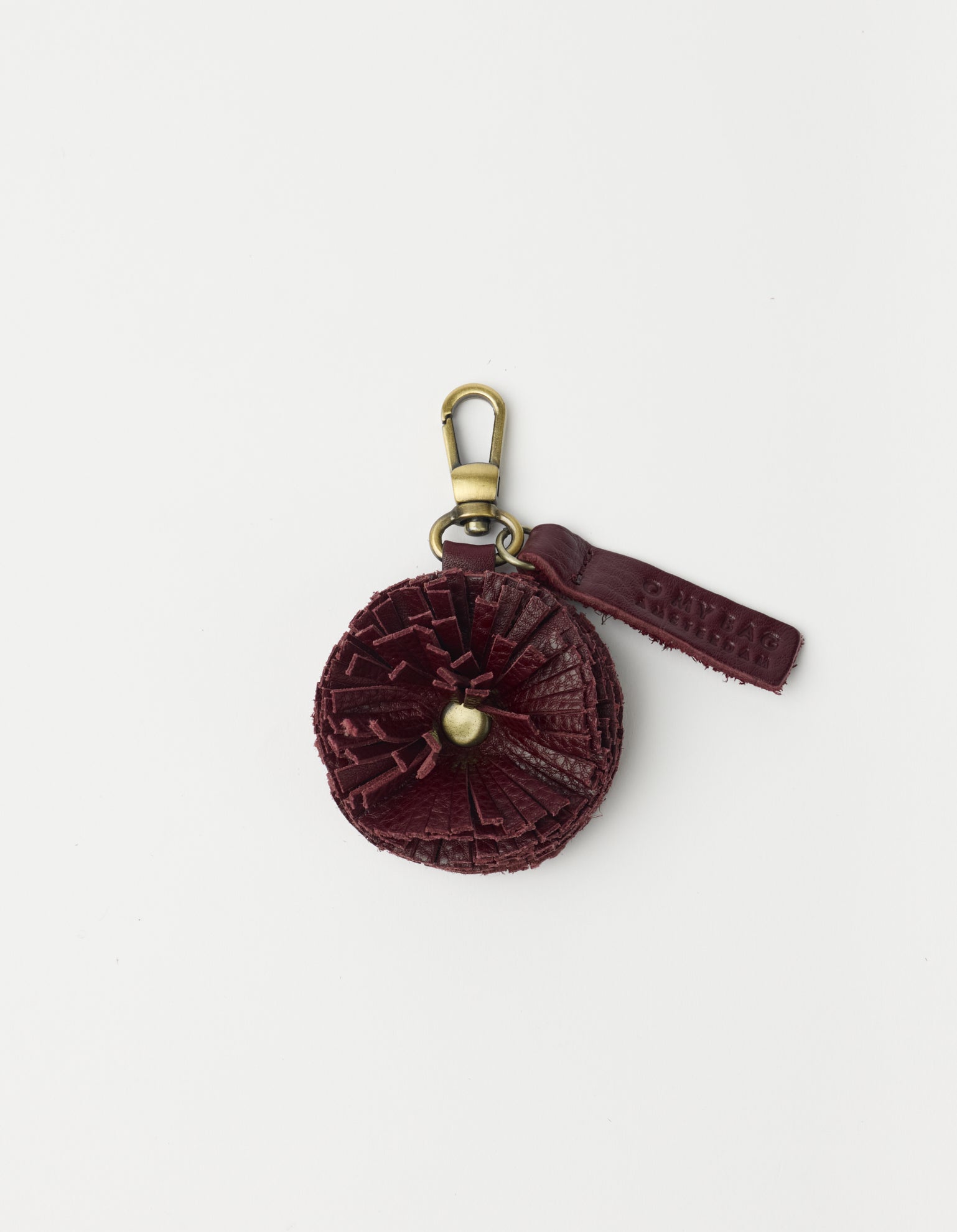 Bag Charm Pom Pom - Dark Cherry Soft Grain Leather
