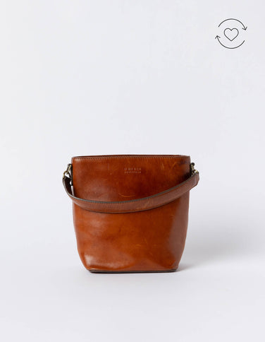Pre-Loved Bobbi Bucket Bag Midi - Cognac Classic Leather