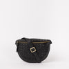Front view of Ray in Black woven soft grain leather