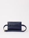 Navy vegan leather belt bag on a white background - ecom product image of the back with strap