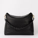 Front product image of Sienna black soft grain leather crossbody work bag with braided shoulder strap