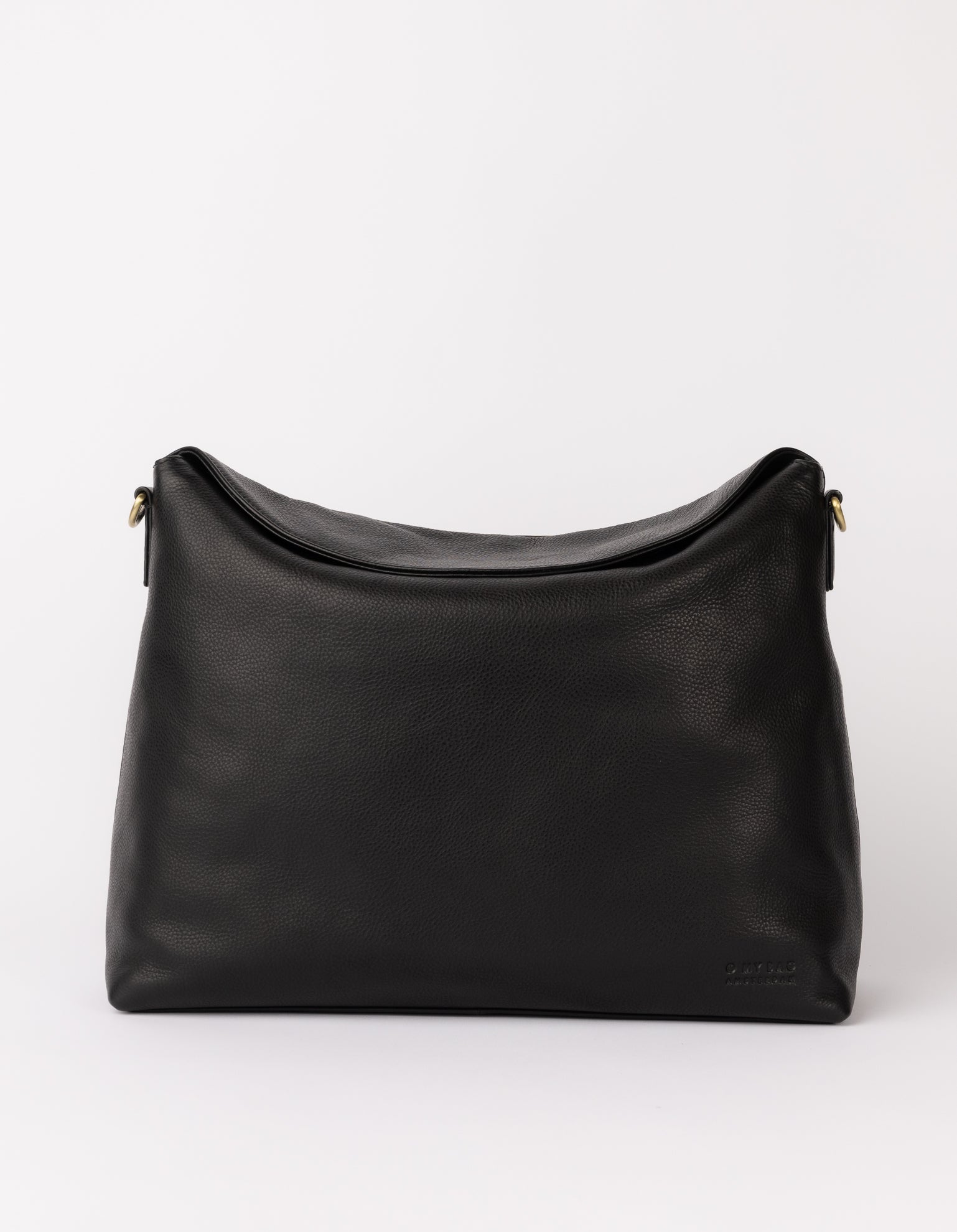 Front product image of Sienna black soft grain leather crossbody work bag