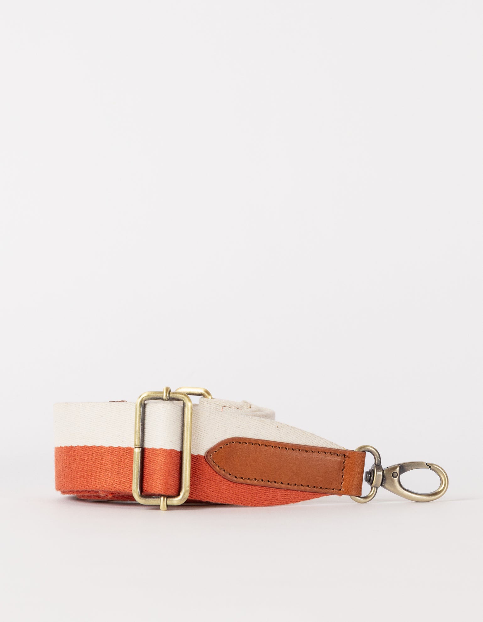Striped webbing strap with copper and white details - product image