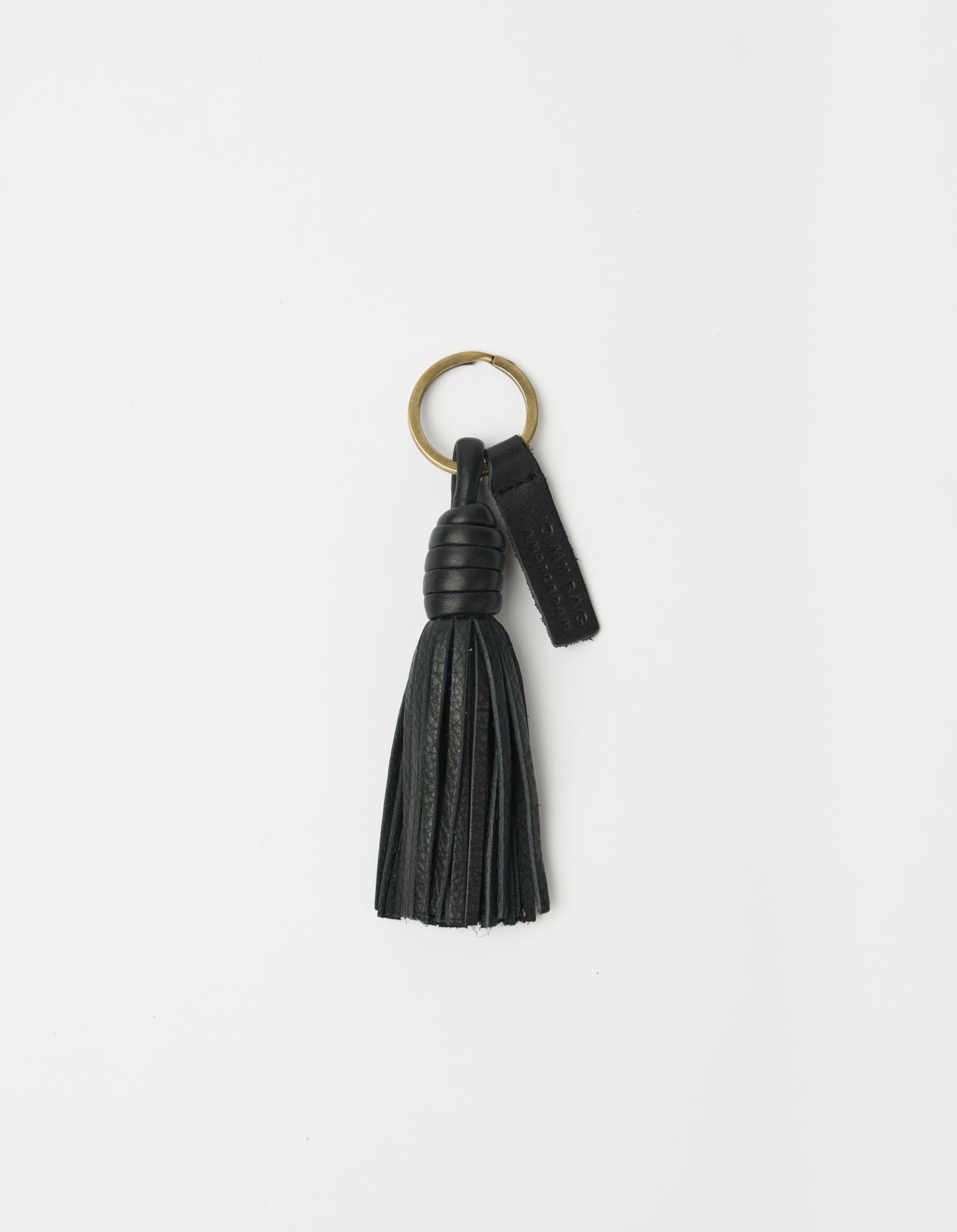 Bag Charm Tassle - Black Soft Grain Leather