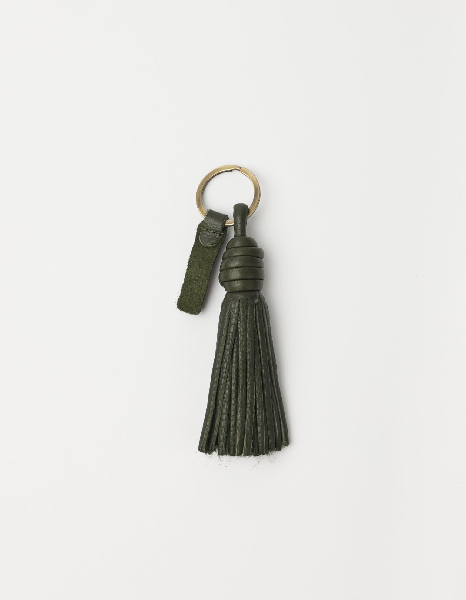 Bag Charm Tassle - Moss Soft Grain Leather