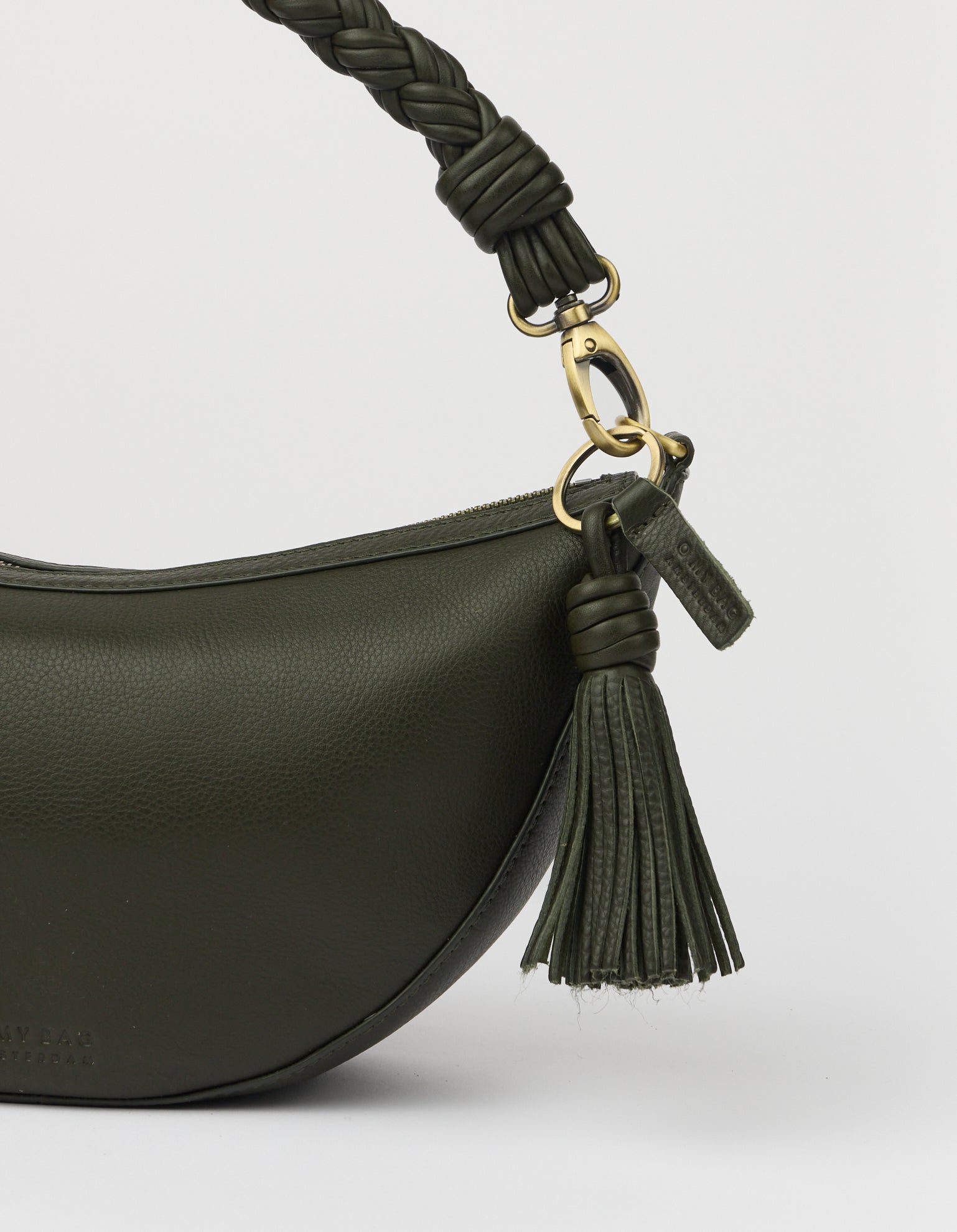 Bag Charm Tassle - Moss Soft Grain Leather