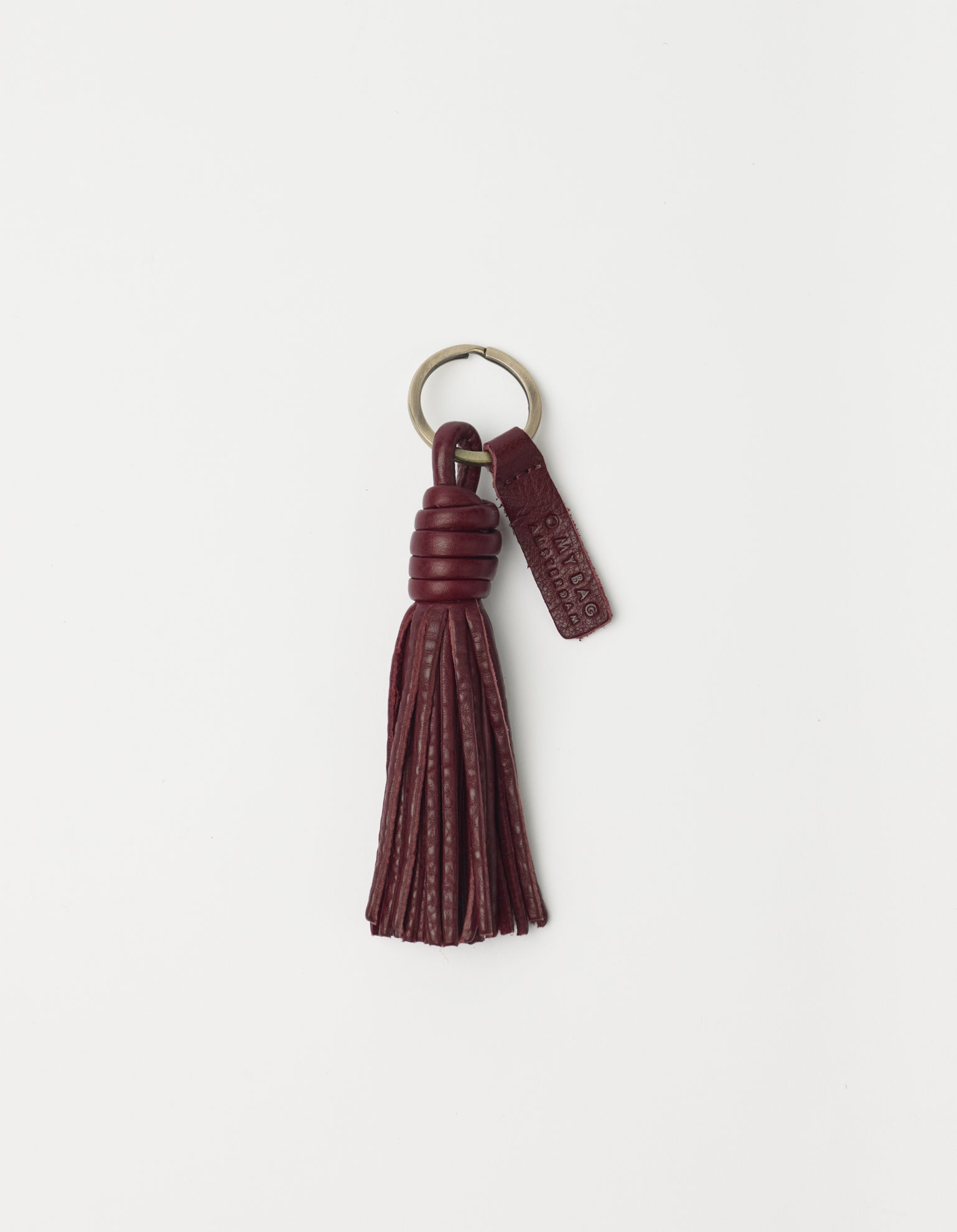 Bag Charm Tassle - Dark Cherry Soft Grain Leather