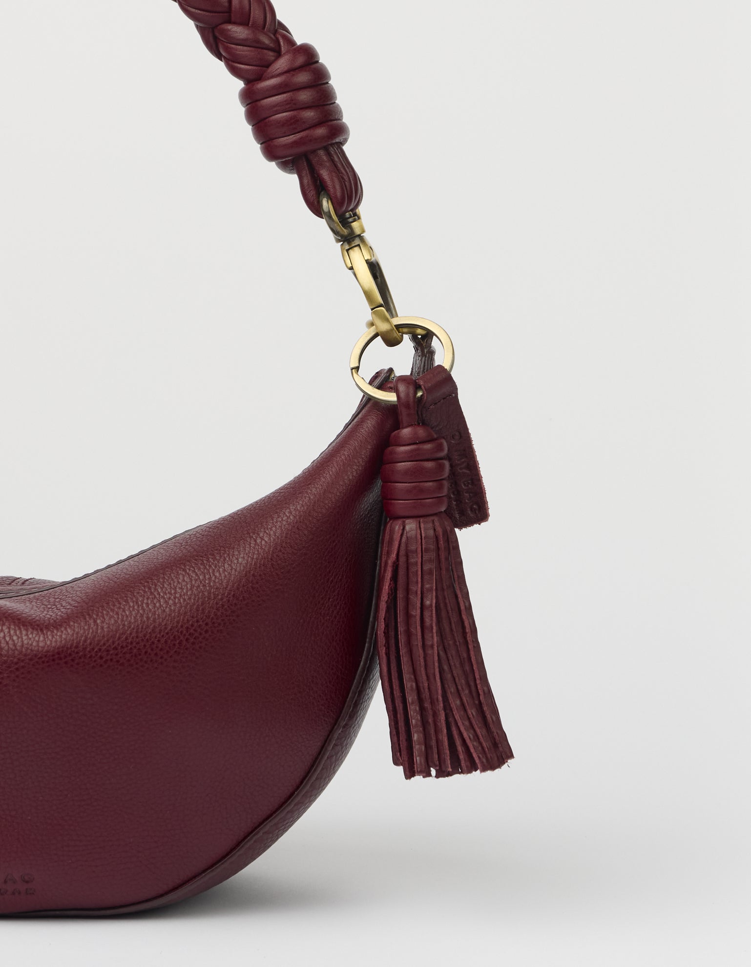 Bag Charm Tassle - Dark Cherry Soft Grain Leather