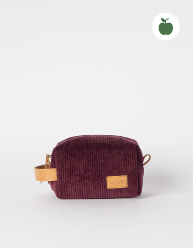 Ted Travel Case Small - Burgundy Corduroy / Cognac Apple Leather