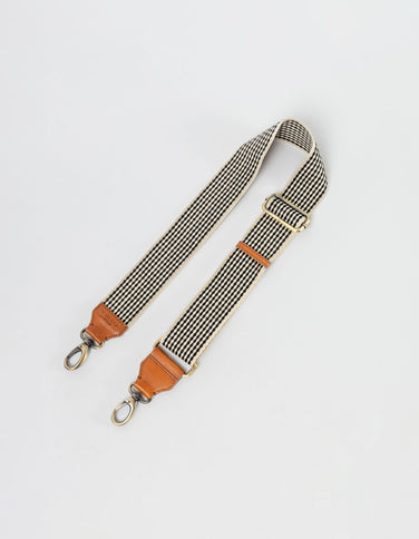 Bum Bag Checkered Webbing Strap - Cognac Stromboli Leather
