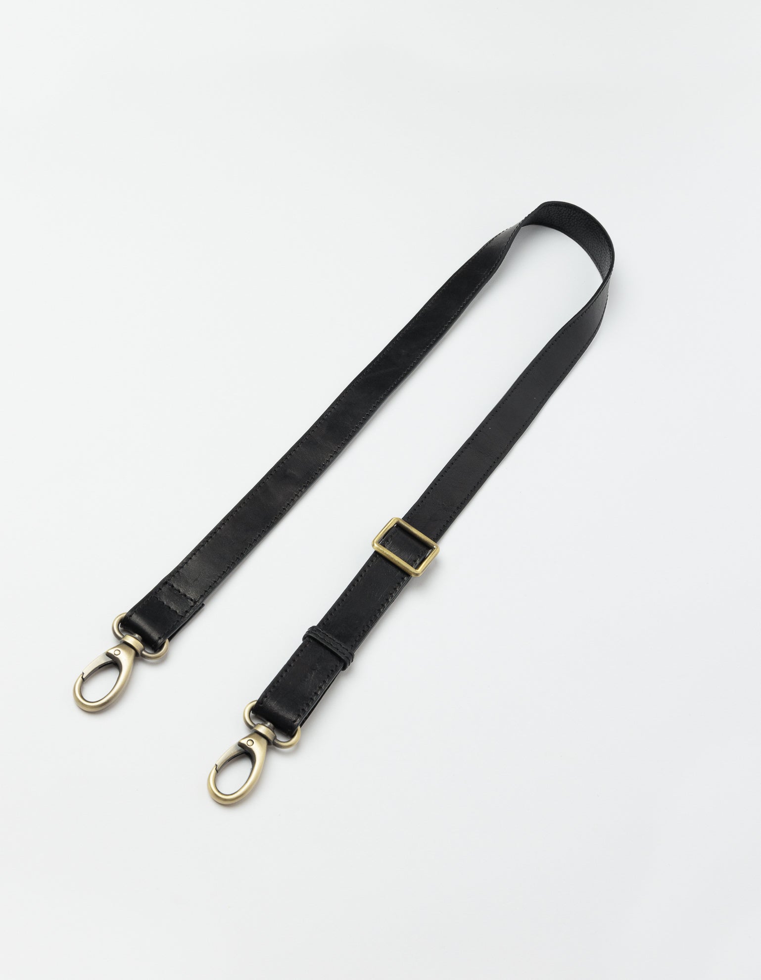 Bum Bag Strap in Black Stromboli Leather. Front product image.